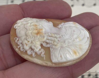 Rare Antique Italian Carved Shell Cameo Mythology Roman Goddess c1900