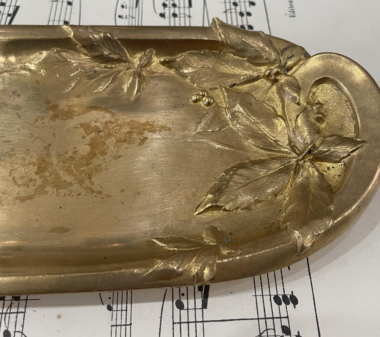 Rare Large Antique French Art Nouveau Bronze Tray Signed Cassonnet c1900