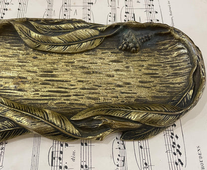 Rare Large Antique French Art Nouveau Bronze Tray Signed G. Huygens c1900