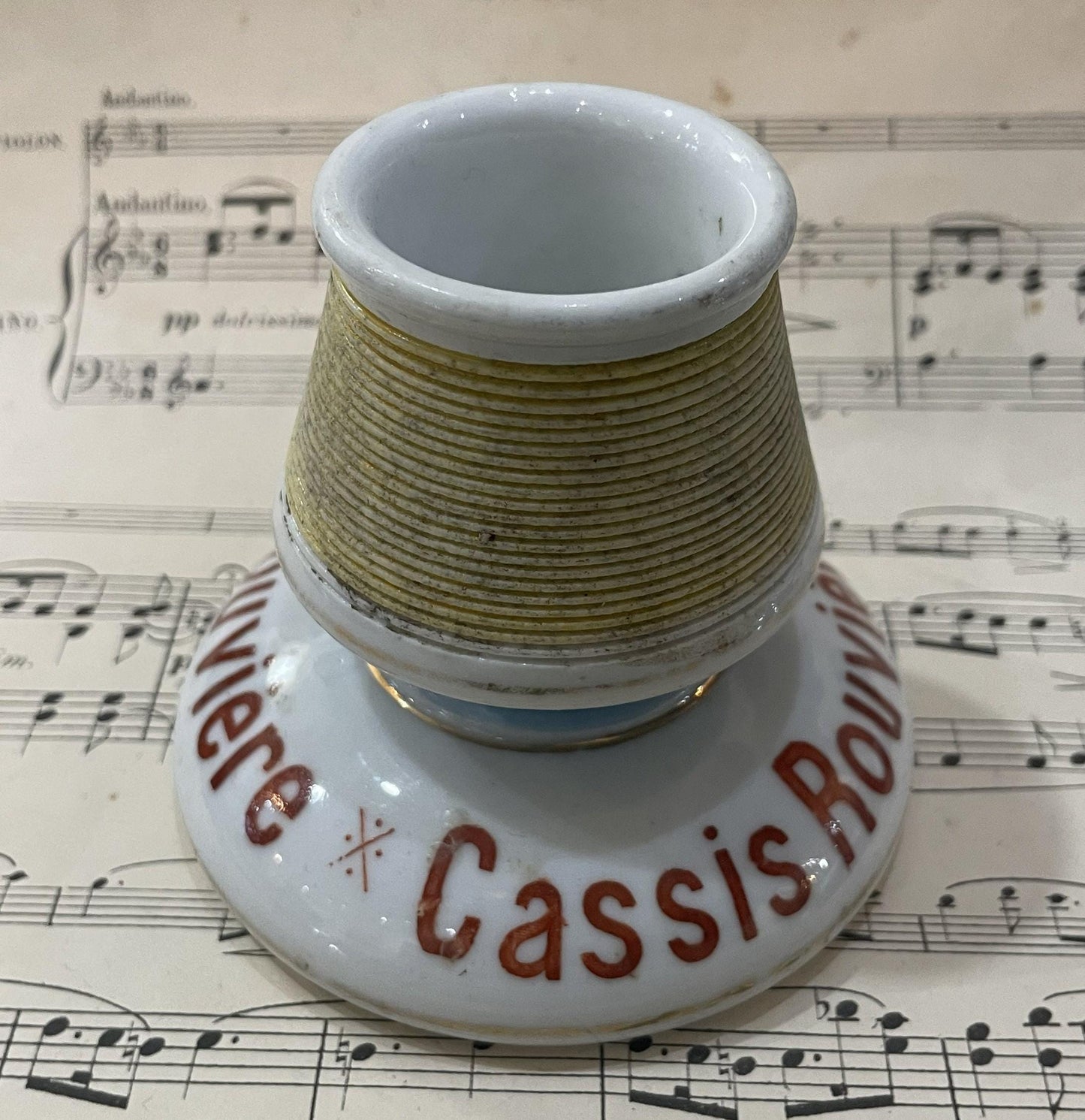 Antique French Advertising Match Striker Holder Cassis Rouviere Ceramic Porcelain c1920