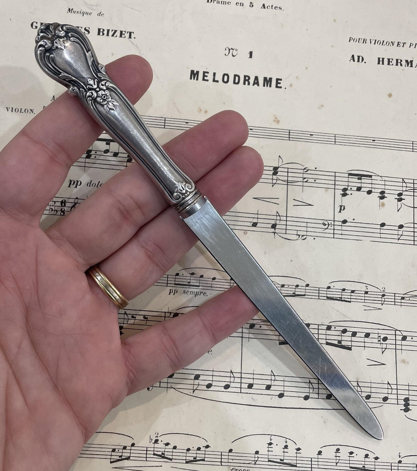 Vintage American Sterling Silver Art Nouveau Letter Opener Web Silver Co c1950