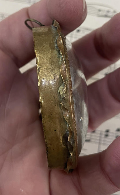 Rare Antique French Carved Plaster Joan of Arc under Domed Glass c1900