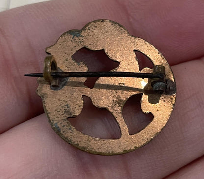 Rare Antique French Art Nouveau Gold Plated Brooch Snake Serpent Clovers c1920