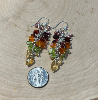 Burst of Sunshine Cascading Gemstone Earrings with all sterling silver components