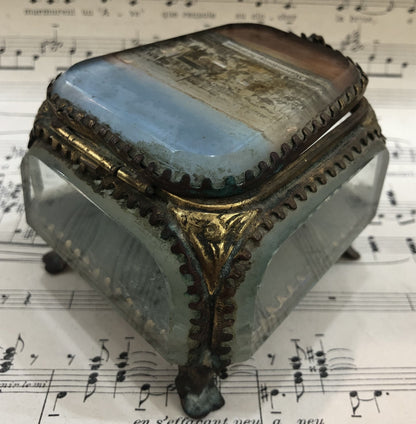 Antique French Souvenir Jewelry Box view of Wissembourg France c1900