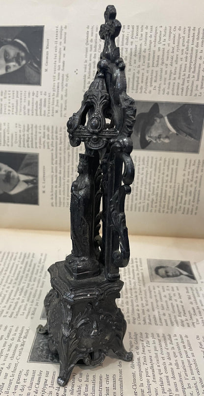 Antique French Virgin Mary Madonna Spelter Statue c1900