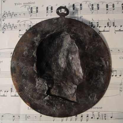 French Antique Victor Hugo Bronze Wall Plaque c1920