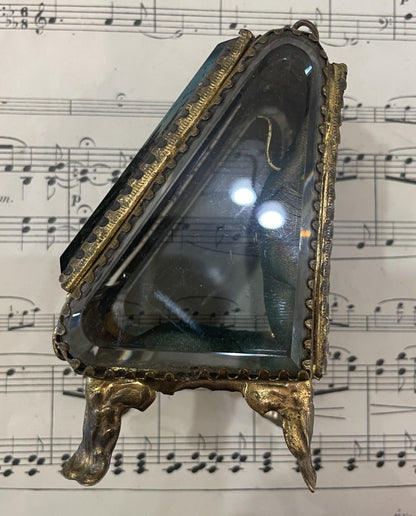 Antique French jewelry box / pocket watch holder with Notre Dame Fourviere Lyon c1900