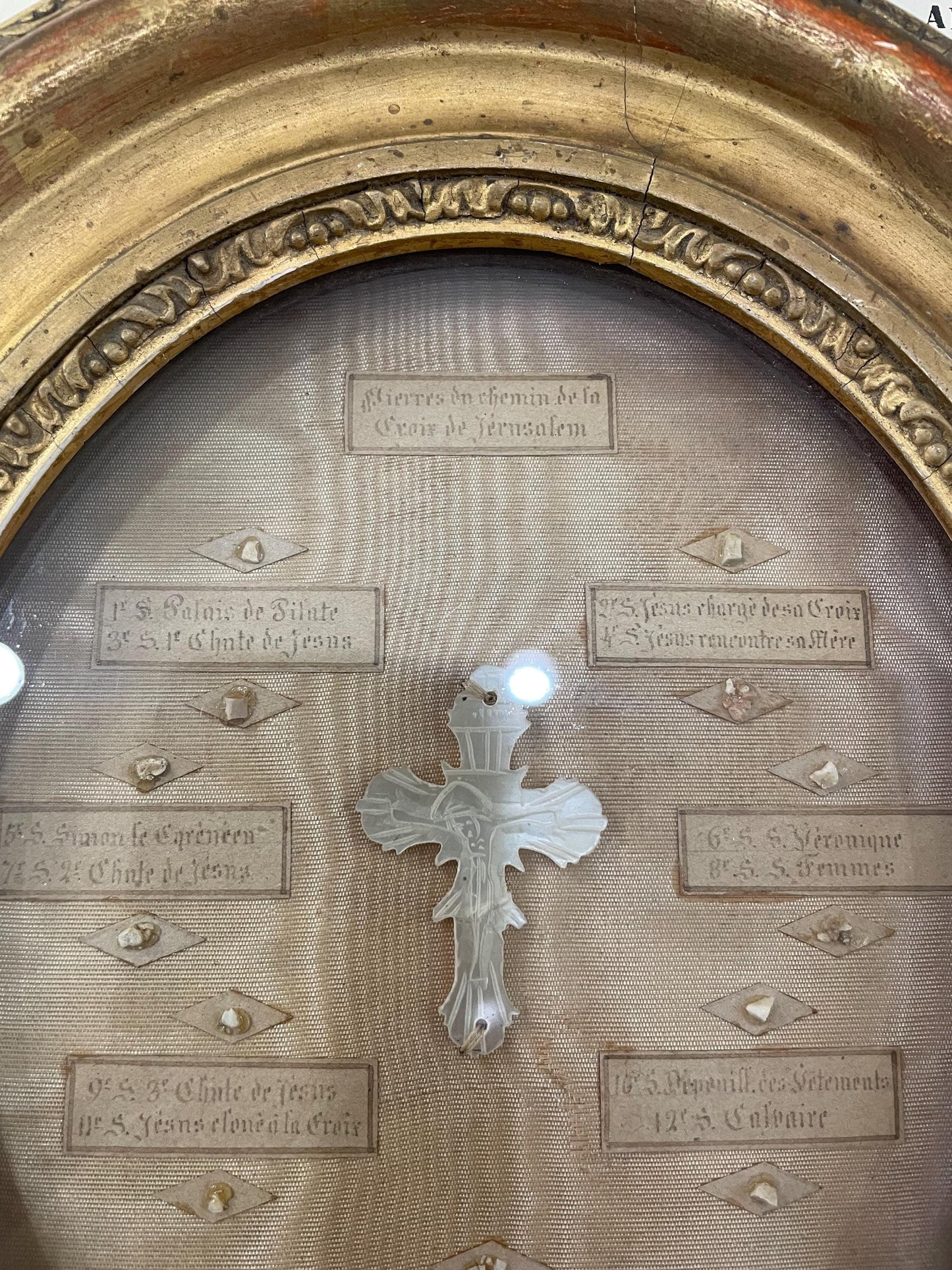 Rare Large Antique French Reliquary Jerusalem Path of the Cross Jesus Seals c1880