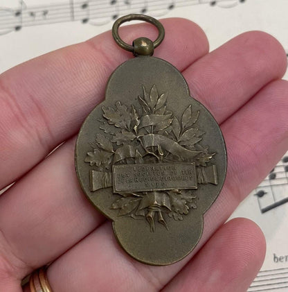 Rare Large Antique French Bronze Medal Shooting Sport c1920