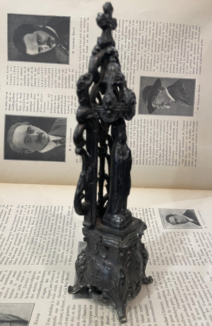 Antique French Virgin Mary Madonna Spelter Statue c1900