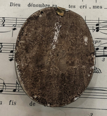 Rare Antique French Carved Plaster Lourdes Miracles St Bernadette Domed Glass Icon c1900