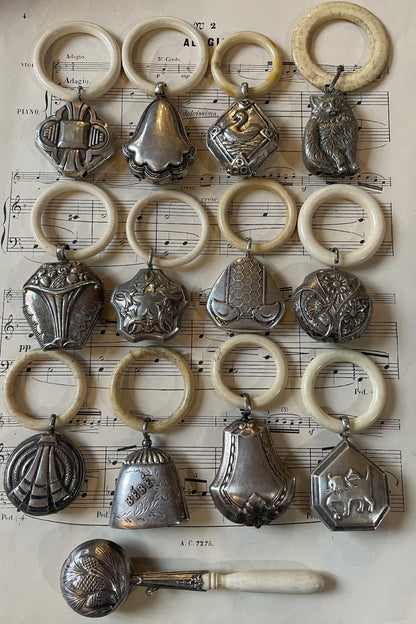 Antique French Art Nouveau Sterling Silver Baby Rattle c1900