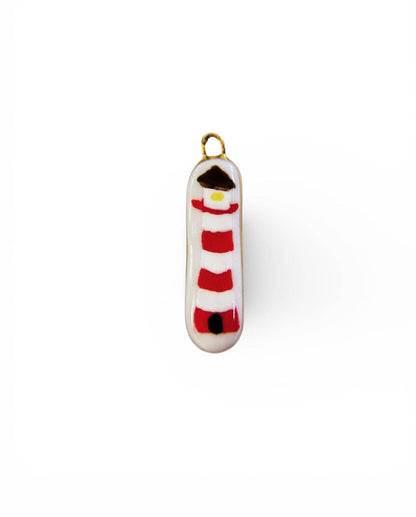 Lighthouse Charm: Classic Red / Gold Luster