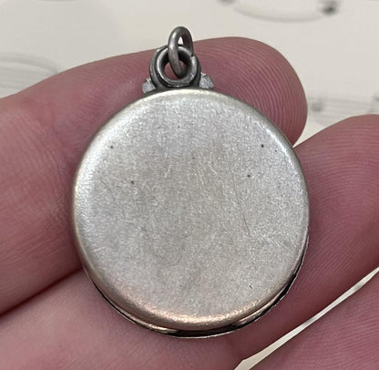 Antique French Art Nouveau Sliding Pendant Photo Holder Leaves c1920