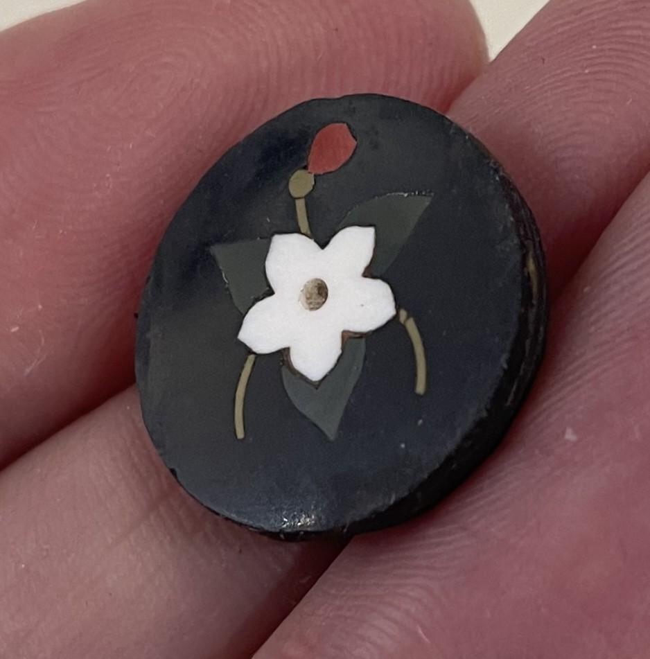 Antique Italian Pietra Dura Inlaid Stone Flower Plaque c1900