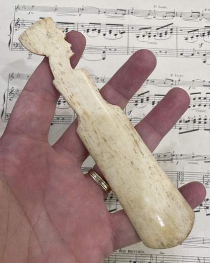 Rare Antique French Bone Shoe Horn Pharaoh Nefertiti Egyptian Revival c1900
