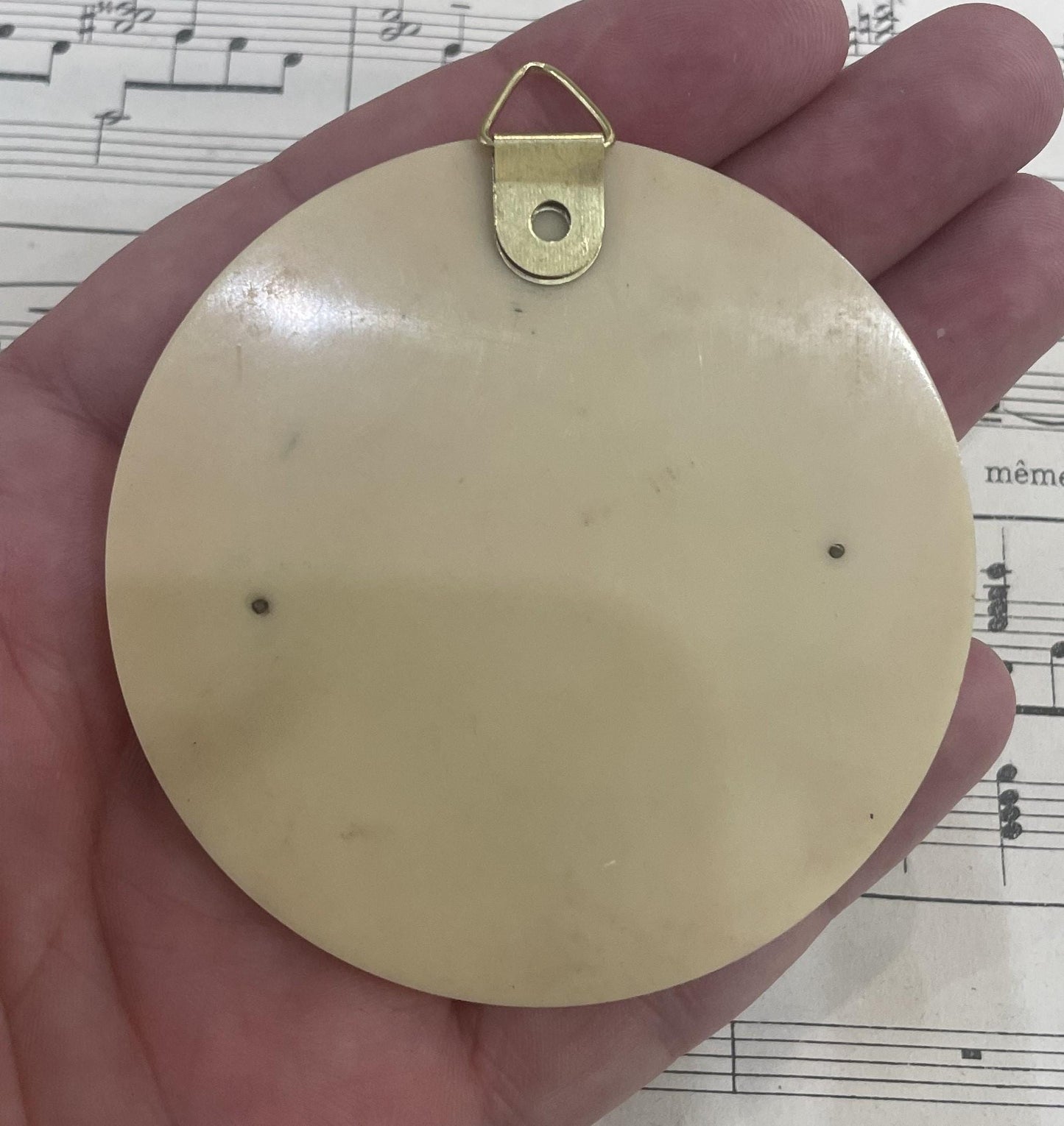 Rare Antique French Crib Cradle Protector Baby Celluloid Baptism Signed Ruffony c1920