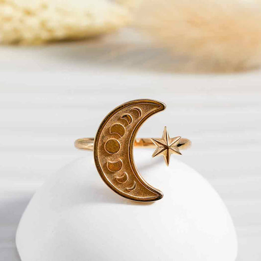 Bronze Adjustable Moon Phase Ring: Bronze