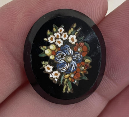 Antique Italian Micro Mosaic Micromosaic Plaque Flowers Millefiori c1900