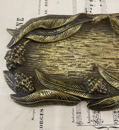 Rare Large Antique French Art Nouveau Bronze Tray Signed G. Huygens c1900