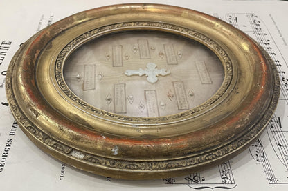 Rare Large Antique French Reliquary Jerusalem Path of the Cross Jesus Seals c1880