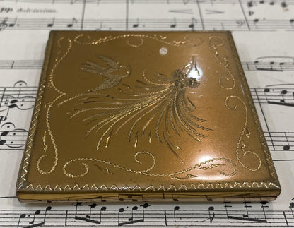 Antique French Art Deco Compact Mirror Bird c1930