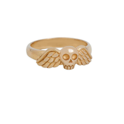 Bronze Winged Skull Ring Size 8