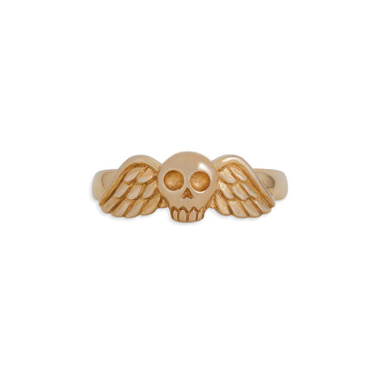 Bronze Winged Skull Ring Size 8