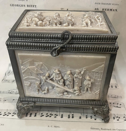 RARE Large Antique French Petrifying Well Jewelry Box c1900