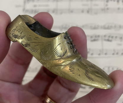 Rare Small Antique French Brass Ash Tray Shoe c1920