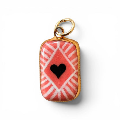 Shining Heart Diamond Charm: Light Pink + White / Gold Luster