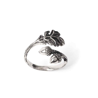 Bronze Adjustable Oak and Acorn Ring: Bronze / Adjustable 6-8