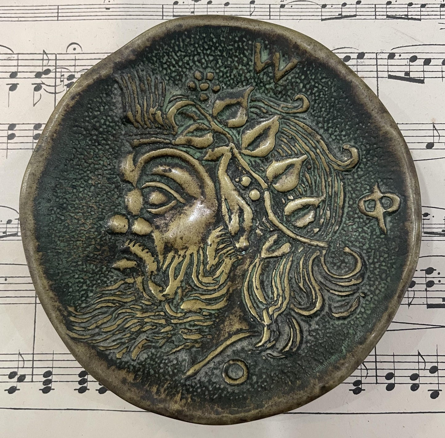 Antique French Max Le Verrier Bronze Tray God c1940