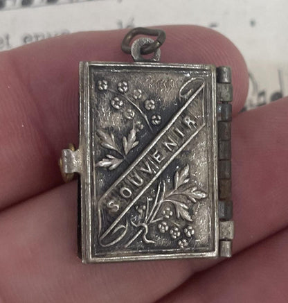 Antique French Souvenir Photo Book Pendant Locket Notre Dame d'Arliquet c1920