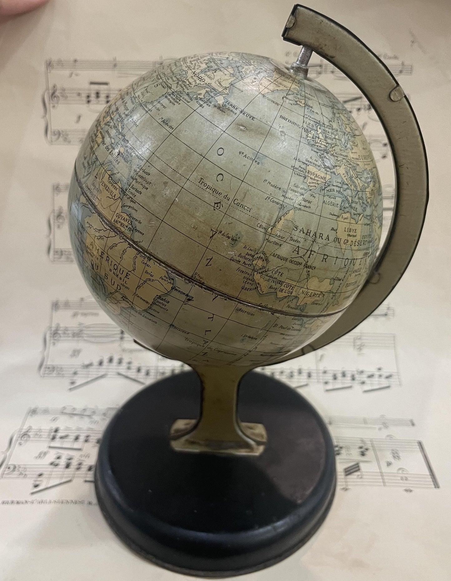 Rare Antique French Tin Globe c1920