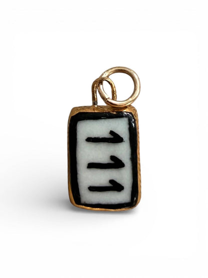Angel Numbers Rectangle Charm: Gold Luster / 111