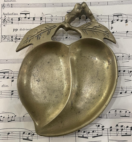 Antique French Brass Tray Fruit Leaf c1940