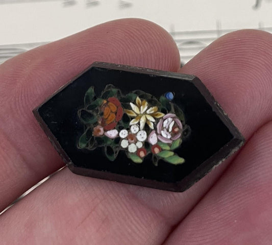 Antique Italian Micro Mosaic Micromosaic Plaque Flowers Millefiori c1900