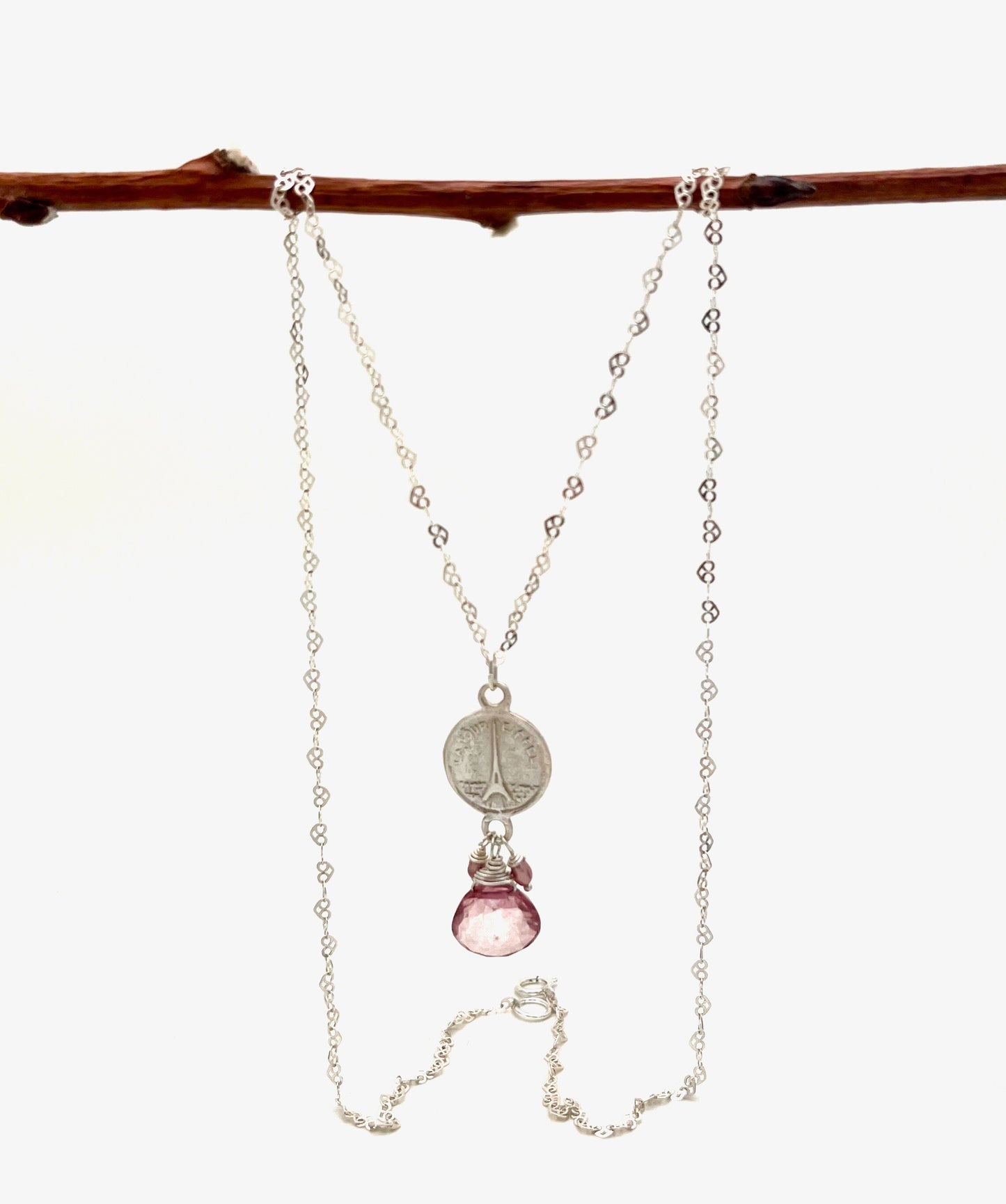 La Vie en Rose necklace with pink topaz and pearls