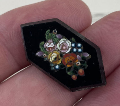 Antique Italian Micro Mosaic Micromosaic Plaque Flowers Millefiori c1900