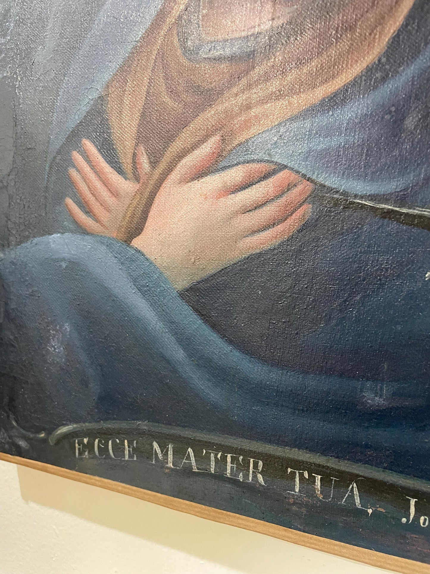 Rare Antique French Oil on Canvas Religious Painting Virgin Mary c1830