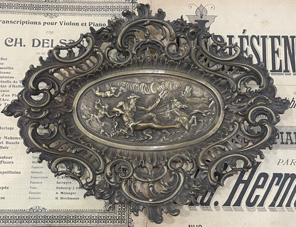 Rare Large Antique French Art Nouveau Bronze Tray Zeus Mythology c1900
