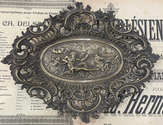 Rare Large Antique French Art Nouveau Bronze Tray Zeus Mythology c1900
