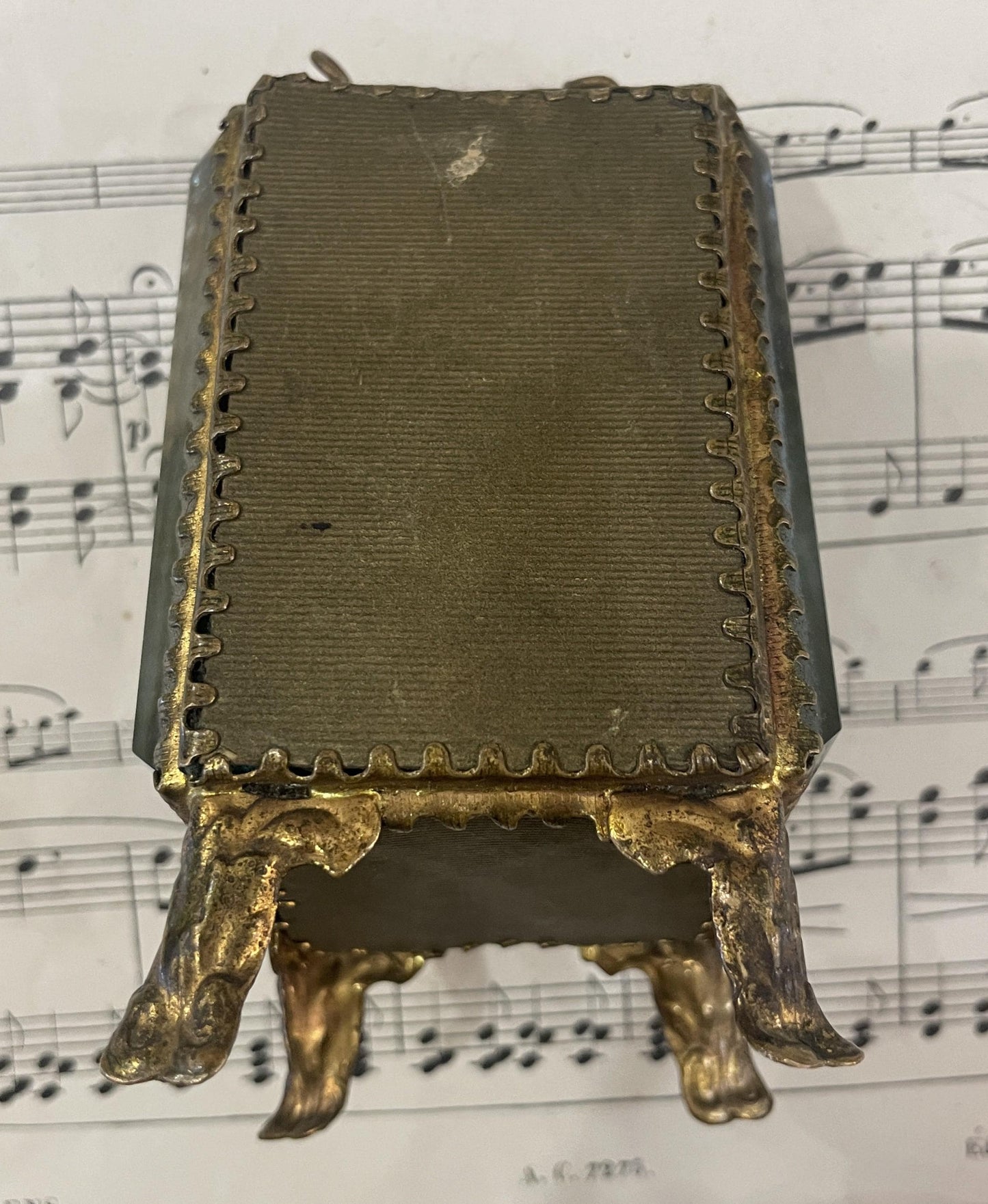 Antique French jewelry box / pocket watch holder with Notre Dame Fourviere Lyon c1900