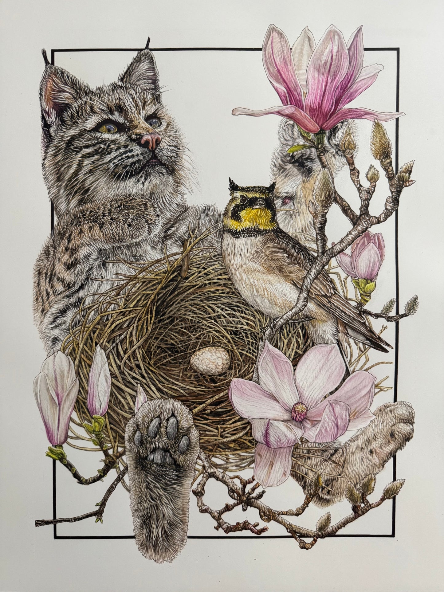 Twig by Twig - Gouache and Ink on Watercolor Paper Original Painting